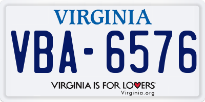 VA license plate VBA6576