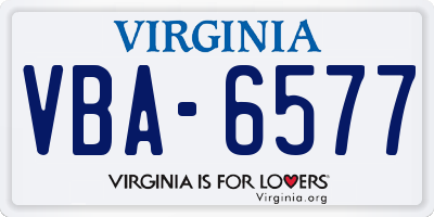 VA license plate VBA6577