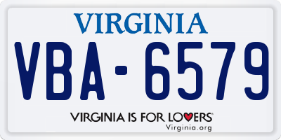 VA license plate VBA6579
