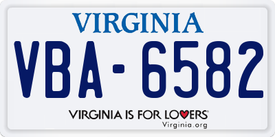 VA license plate VBA6582