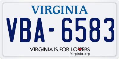 VA license plate VBA6583