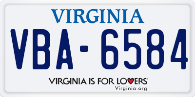 VA license plate VBA6584