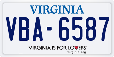 VA license plate VBA6587