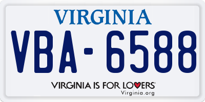VA license plate VBA6588
