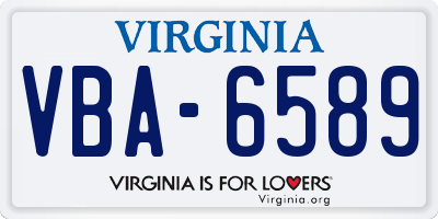 VA license plate VBA6589