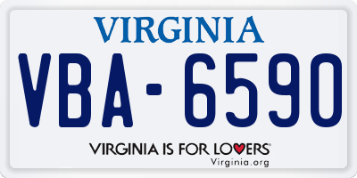 VA license plate VBA6590
