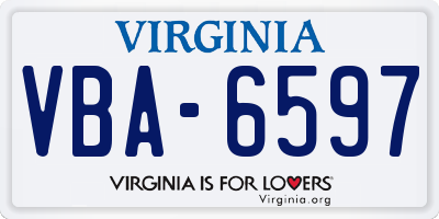 VA license plate VBA6597