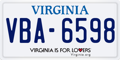 VA license plate VBA6598