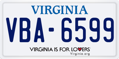 VA license plate VBA6599