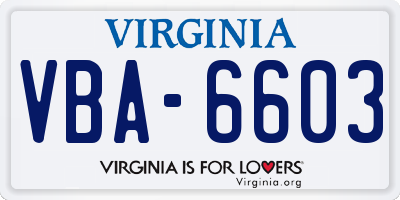 VA license plate VBA6603