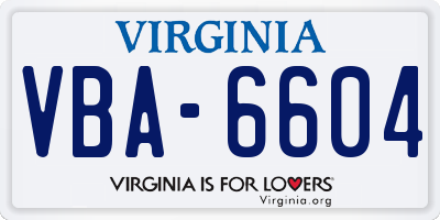 VA license plate VBA6604