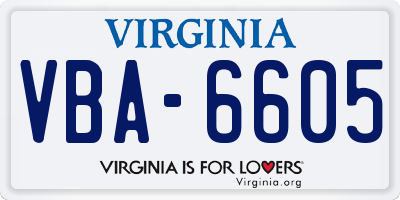 VA license plate VBA6605