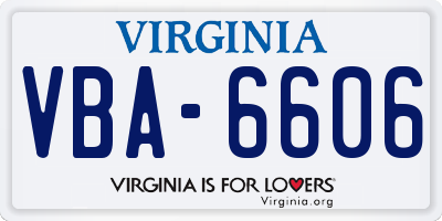 VA license plate VBA6606