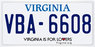 VA license plate VBA6608