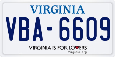 VA license plate VBA6609