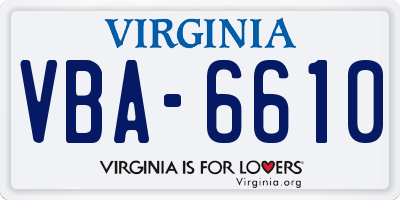VA license plate VBA6610