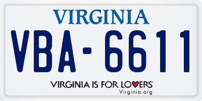 VA license plate VBA6611