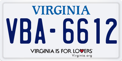 VA license plate VBA6612