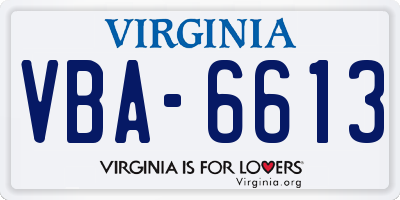 VA license plate VBA6613