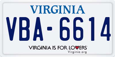 VA license plate VBA6614