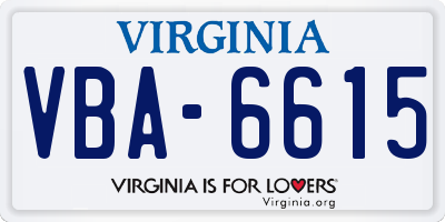 VA license plate VBA6615