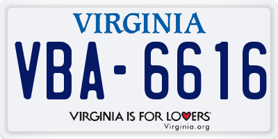 VA license plate VBA6616