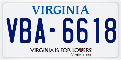 VA license plate VBA6618
