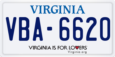 VA license plate VBA6620