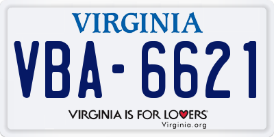 VA license plate VBA6621