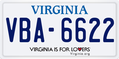 VA license plate VBA6622