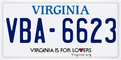 VA license plate VBA6623