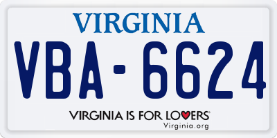 VA license plate VBA6624