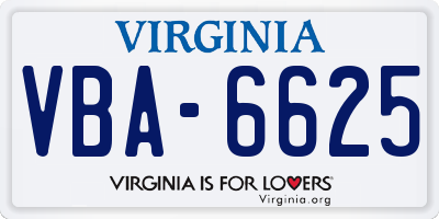 VA license plate VBA6625