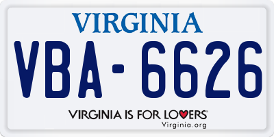 VA license plate VBA6626