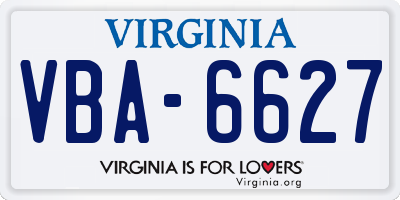 VA license plate VBA6627