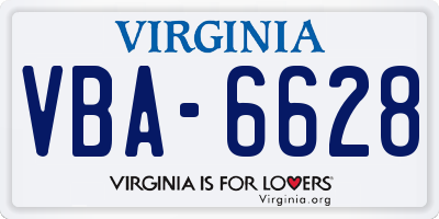 VA license plate VBA6628