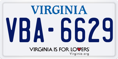 VA license plate VBA6629