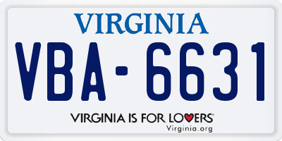 VA license plate VBA6631