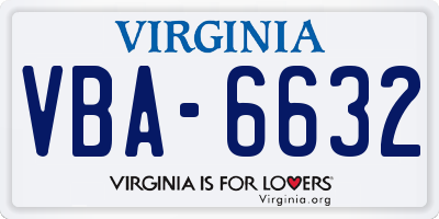 VA license plate VBA6632