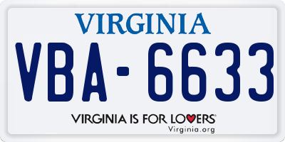 VA license plate VBA6633