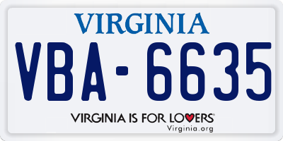 VA license plate VBA6635