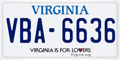 VA license plate VBA6636