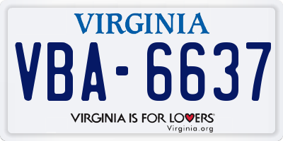VA license plate VBA6637