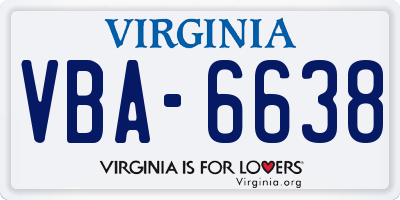 VA license plate VBA6638