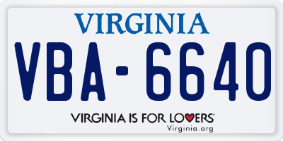 VA license plate VBA6640