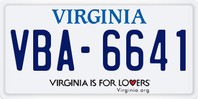 VA license plate VBA6641