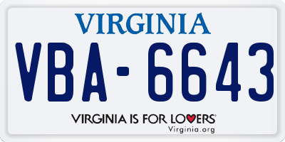 VA license plate VBA6643