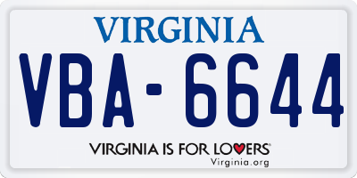VA license plate VBA6644
