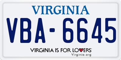 VA license plate VBA6645