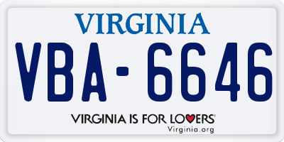 VA license plate VBA6646